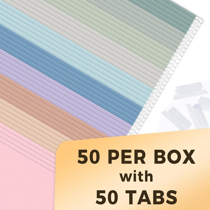 SUNEE Hanging File Folders, 50 Pack Letter Size Hanging File Folders with 1/5-cut Tabs, Stay Organized for Your Home and Office Bulk File, Documents and Paper, 10 Pastel Colors - Image 5